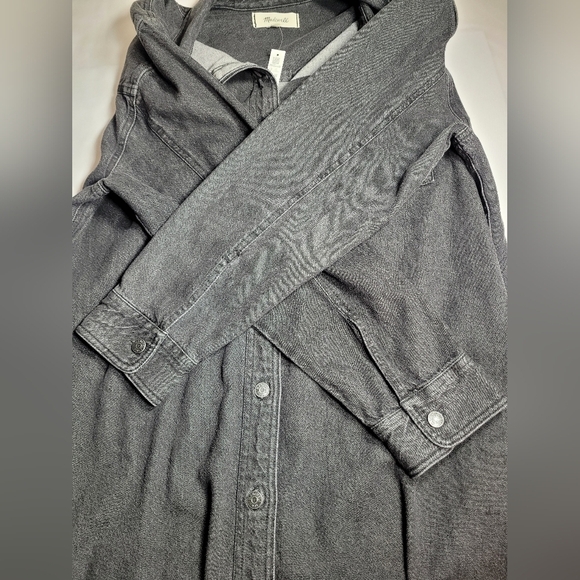 NWT Madewell Oversized Black Denim Shirtdress Lunar Wash sz L NI628 - Picture 8 of 11